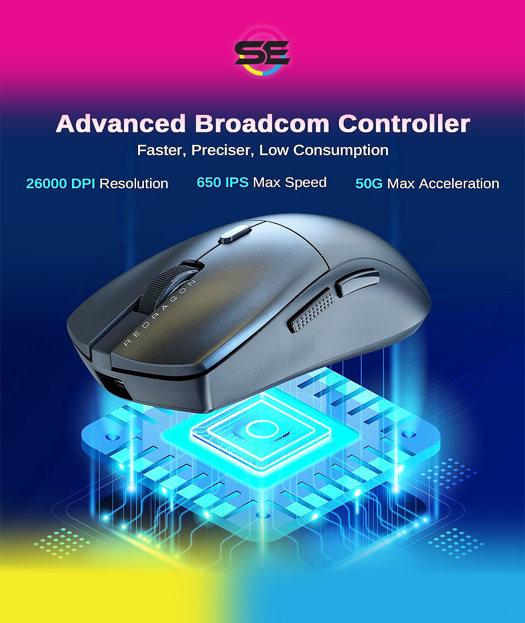 Redragon M815 PRO 3-Mode Wireless Gaming Mouse 26K DPI