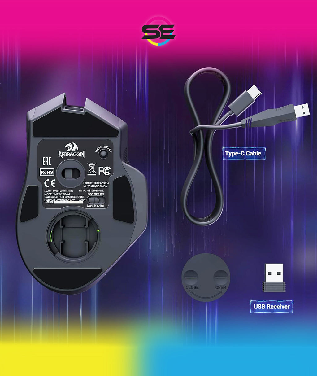 Redragon M915 SWAIN RGB Wireless Gaming Mouse 16000 DPI