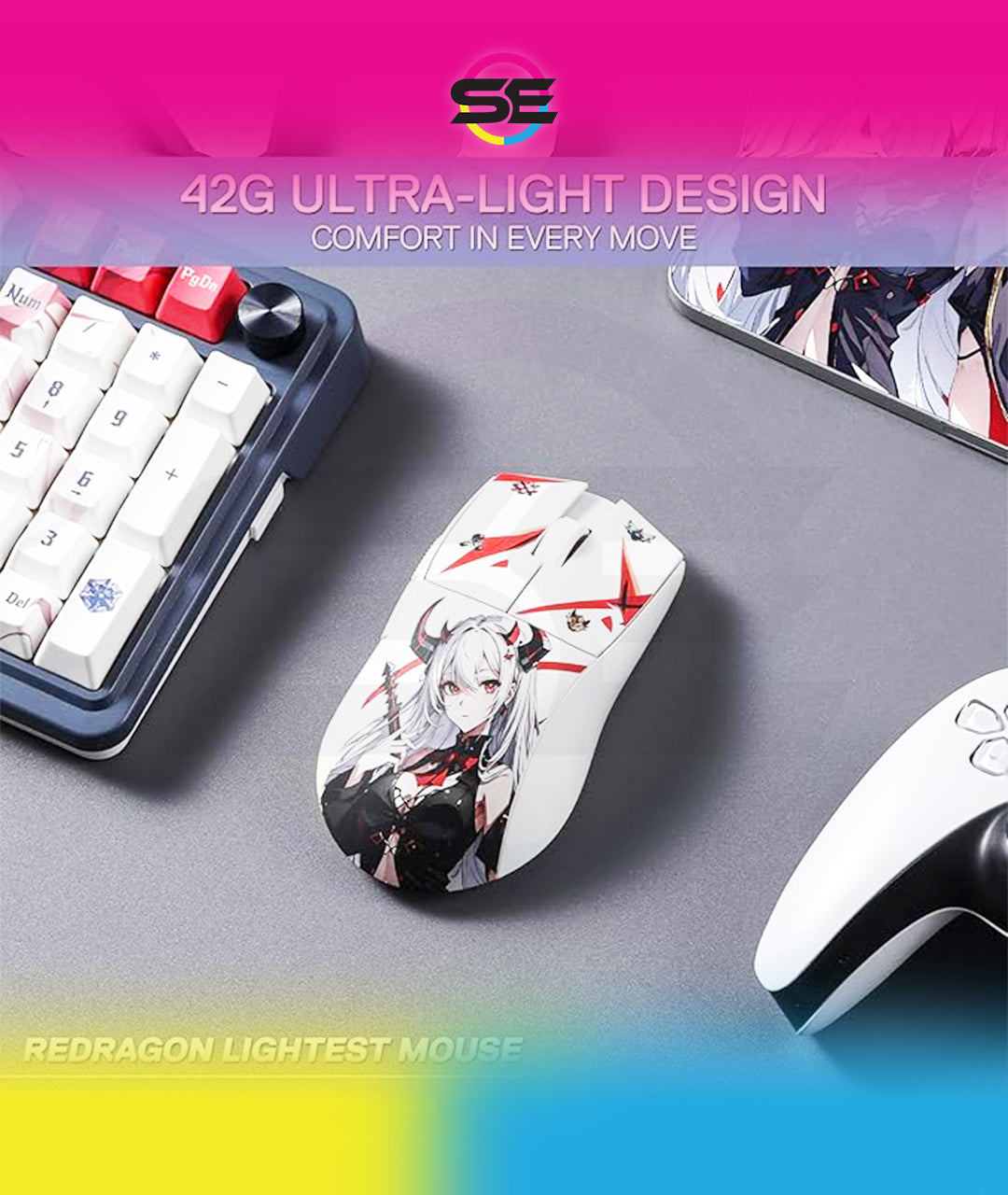 Redragon M916AK-PRO 3-Mode Wireless Gaming Mouse 26000 DPI – Anime Edition