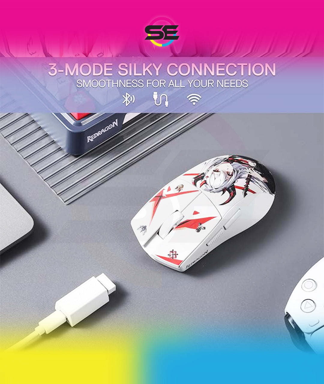 Redragon M916AK-PRO 3-Mode Wireless Gaming Mouse 26000 DPI – Anime Edition