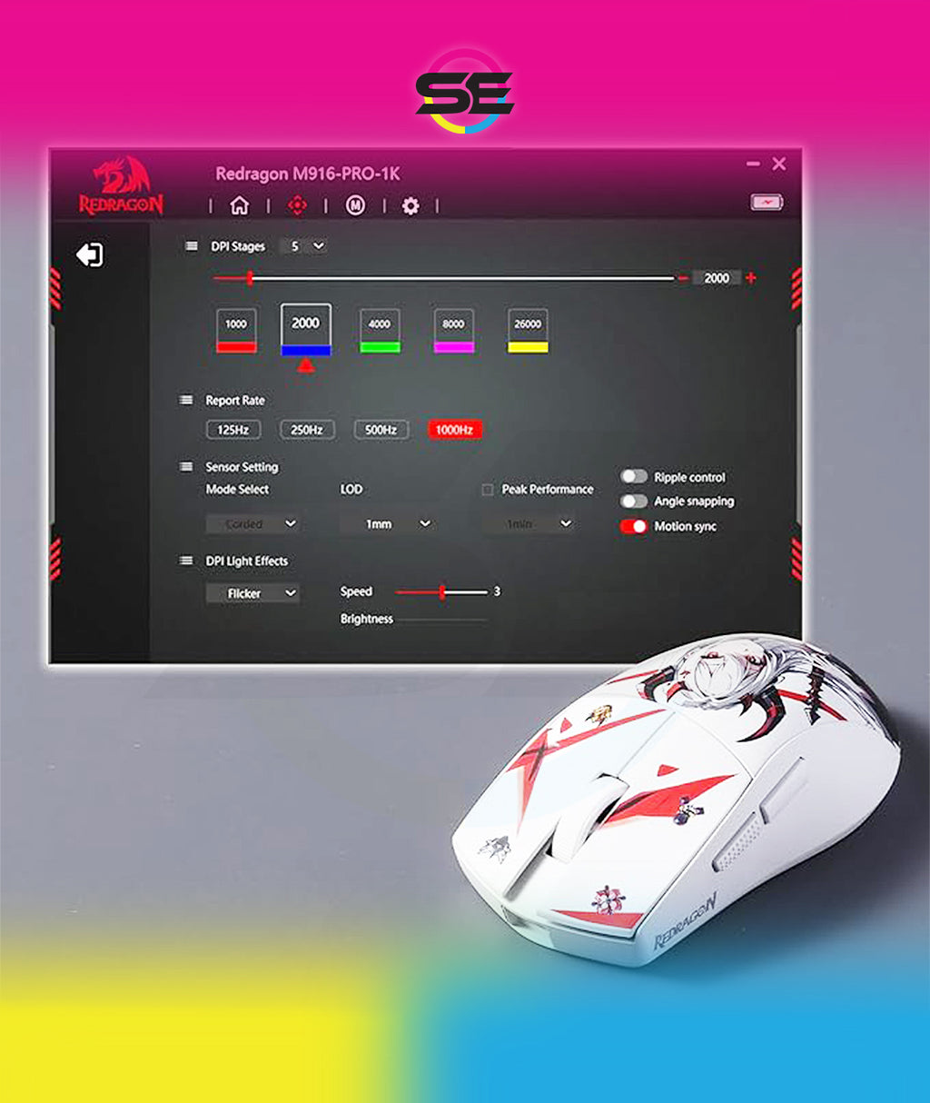 Redragon M916AK-PRO 3-Mode Wireless Gaming Mouse 26000 DPI – Anime Edition