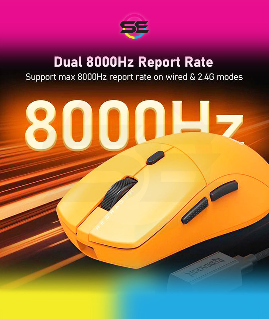 Redragon M919OB-ULT Sparda 3-Mode Wireless Gaming Mouse 45000 DPI – Orange