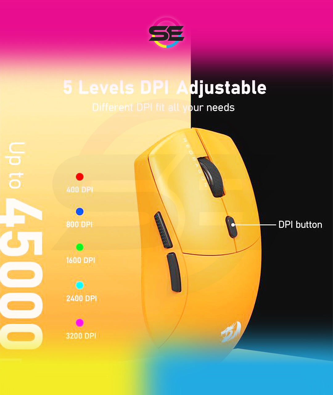Redragon M919OB-ULT Sparda 3-Mode Wireless Gaming Mouse 45000 DPI – Orange