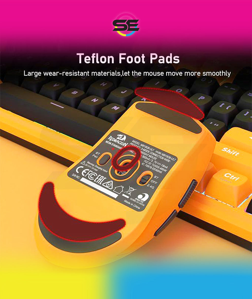 Redragon M919OB-ULT Sparda 3-Mode Wireless Gaming Mouse 45000 DPI – Orange
