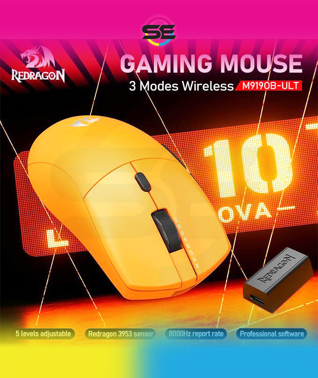 Redragon M919OB-ULT Sparda 3-Mode Wireless Gaming Mouse 45000 DPI – Orange