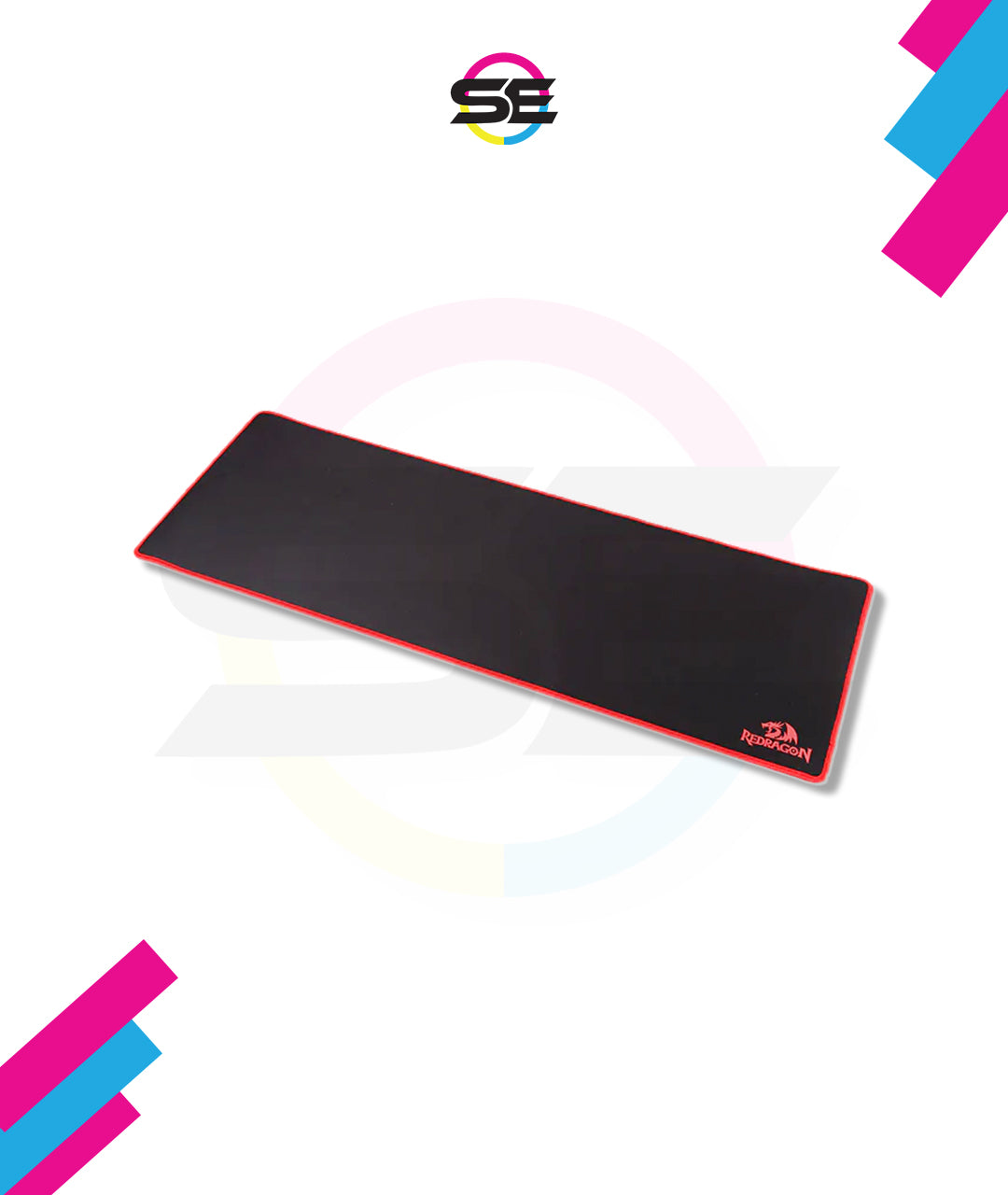 Redragon P003 AQUA Extended XL Gaming Mouse Pad – 800×300×3mm, Waterproof, Silky Smooth Surface, Red Stitched Edges, Non-Slip Rubber Base – Black/Red