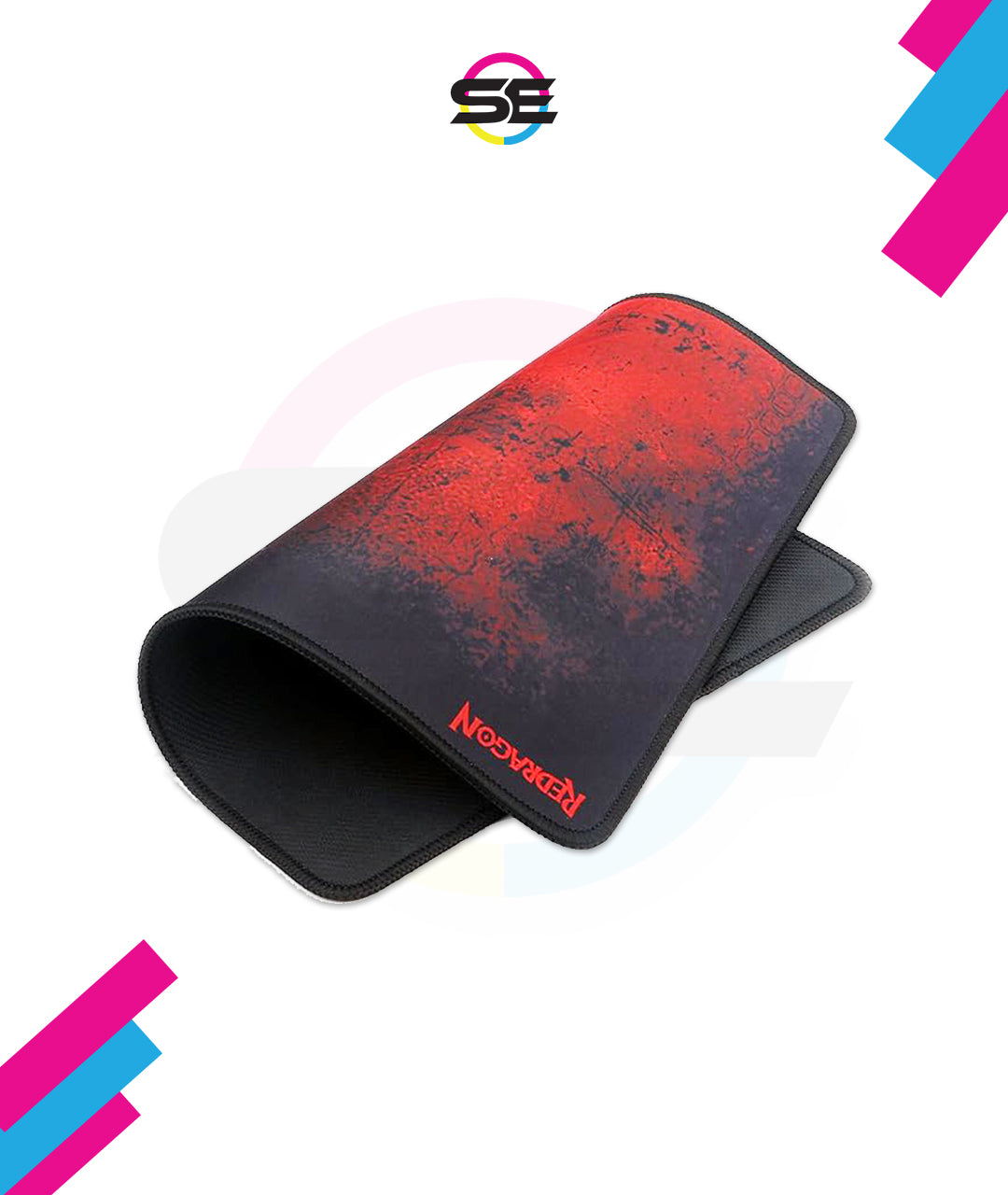 Redragon P016 PISCES Gaming Mouse Pad – Dragon Silhouette Design, Black Stitched Edges, Non-Slip Rubber Base, Smooth Fabric Surface – Black/Red