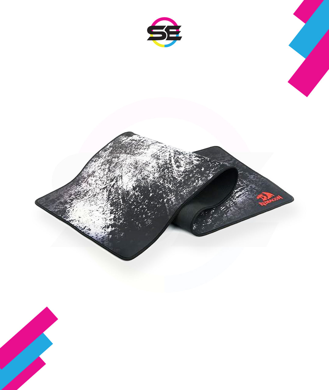 Redragon P018 TAURUS XXXL Extended Gaming Desk Mat – Abstract Marble Splatter Design, Black Anti-Fray Stitched Edges, Non-Slip Rubber Base, Rollable – Black/White