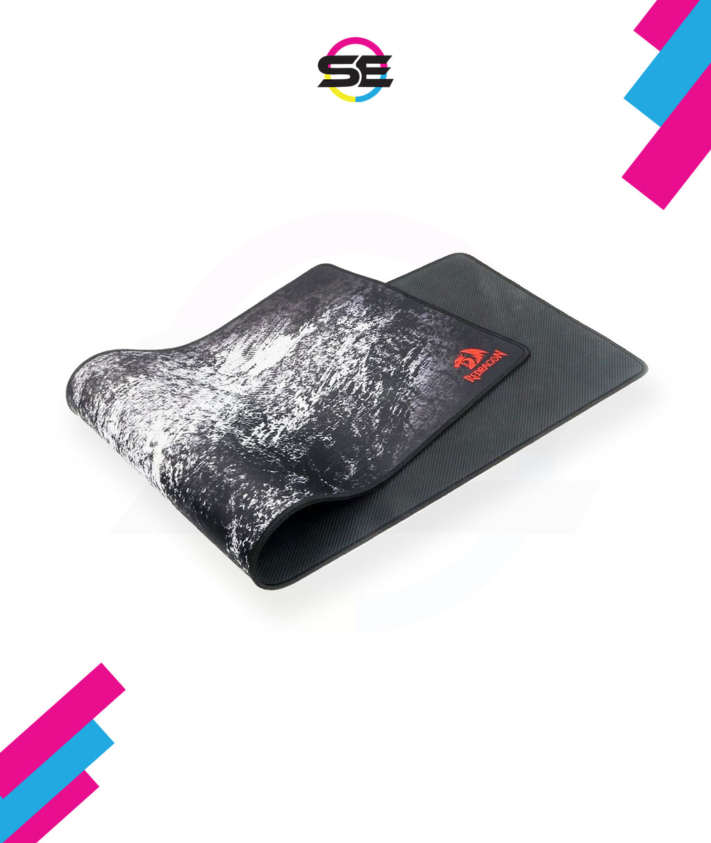 Redragon P018 TAURUS XXXL Extended Gaming Desk Mat – Abstract Marble Splatter Design, Black Anti-Fray Stitched Edges, Non-Slip Rubber Base, Rollable – Black/White