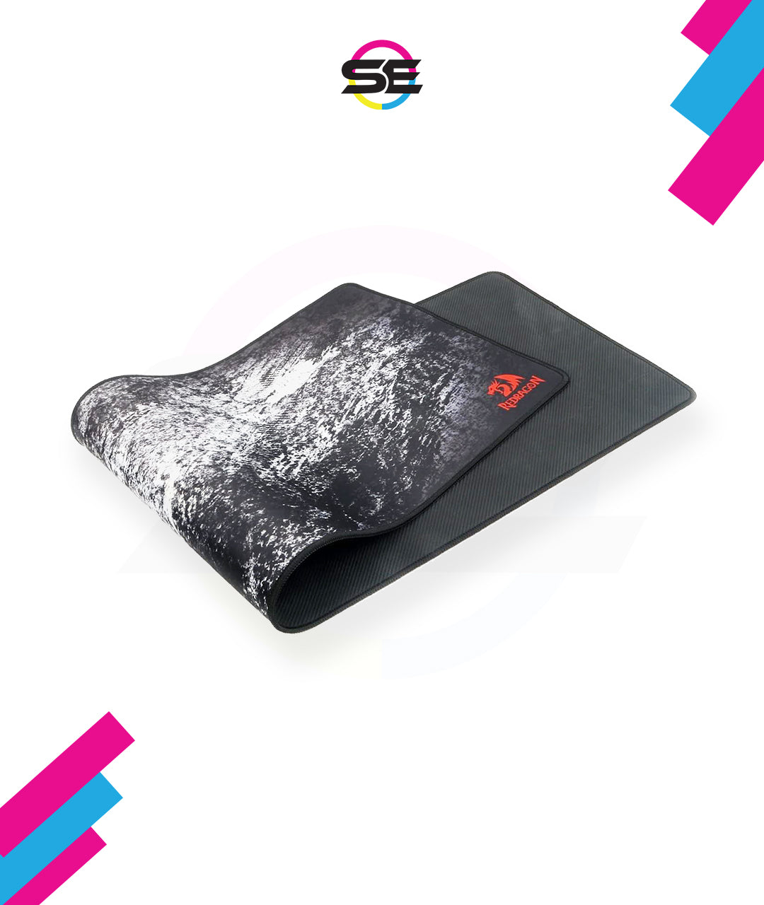 Redragon P018 TAURUS XXXL Extended Gaming Desk Mat – Abstract Marble Splatter Design, Black Anti-Fray Stitched Edges, Non-Slip Rubber Base, Rollable – Black/White