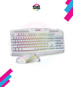 Redragon S101W RGB Gaming Keyboard & Mouse Combo Wired – 104 Keys Membrane, 5 Macro Keys, 6 RGB Modes + 7200 DPI Programmable Mouse, 10 RGB Modes – White