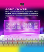 Redragon S101W RGB Gaming Keyboard & Mouse Combo Wired – 104 Keys Membrane, 5 Macro Keys, 6 RGB Modes + 7200 DPI Programmable Mouse, 10 RGB Modes – White