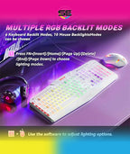 Redragon S101W RGB Gaming Keyboard & Mouse Combo Wired – 104 Keys Membrane, 5 Macro Keys, 6 RGB Modes + 7200 DPI Programmable Mouse, 10 RGB Modes – White