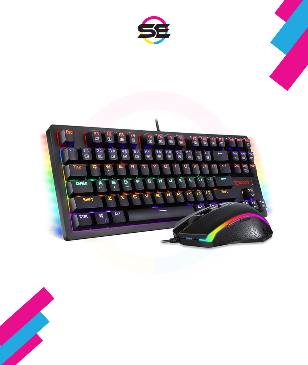 Redragon S113 RGB TKL Wired Mechanical Gaming Keyboard & Mouse Combo – 87 Keys, Outemu Brown Switch, ABS Plate-Mounted + 4200 DPI RGB Gaming Mouse, 16M Chroma – Black