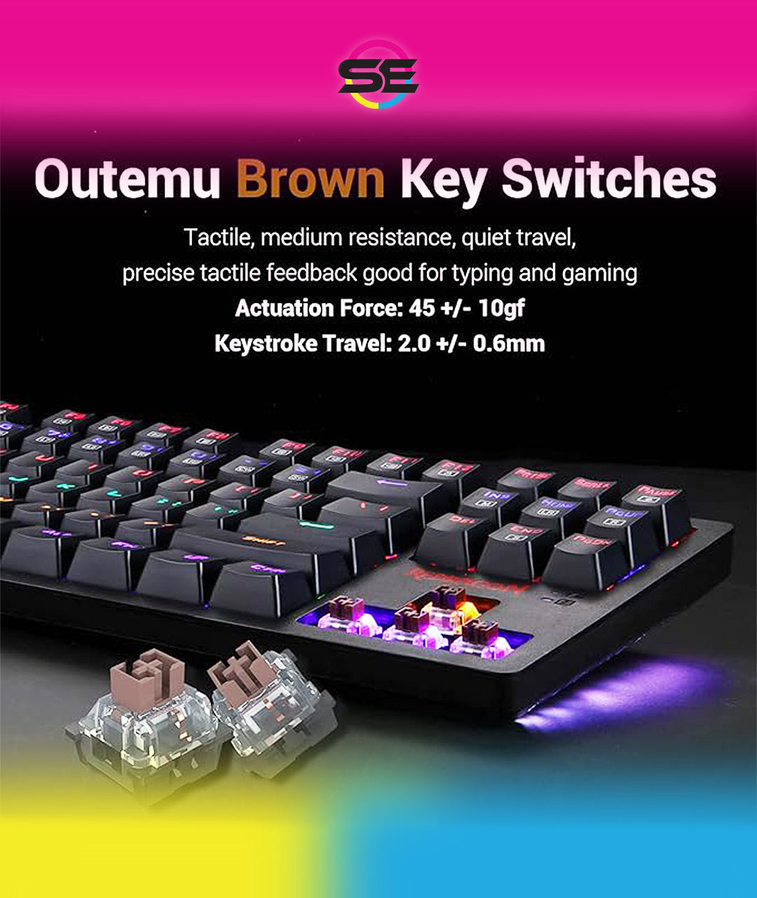 Redragon S113 RGB TKL Wired Mechanical Gaming Keyboard & Mouse Combo – 87 Keys, Outemu Brown Switch, ABS Plate-Mounted + 4200 DPI RGB Gaming Mouse, 16M Chroma – Black