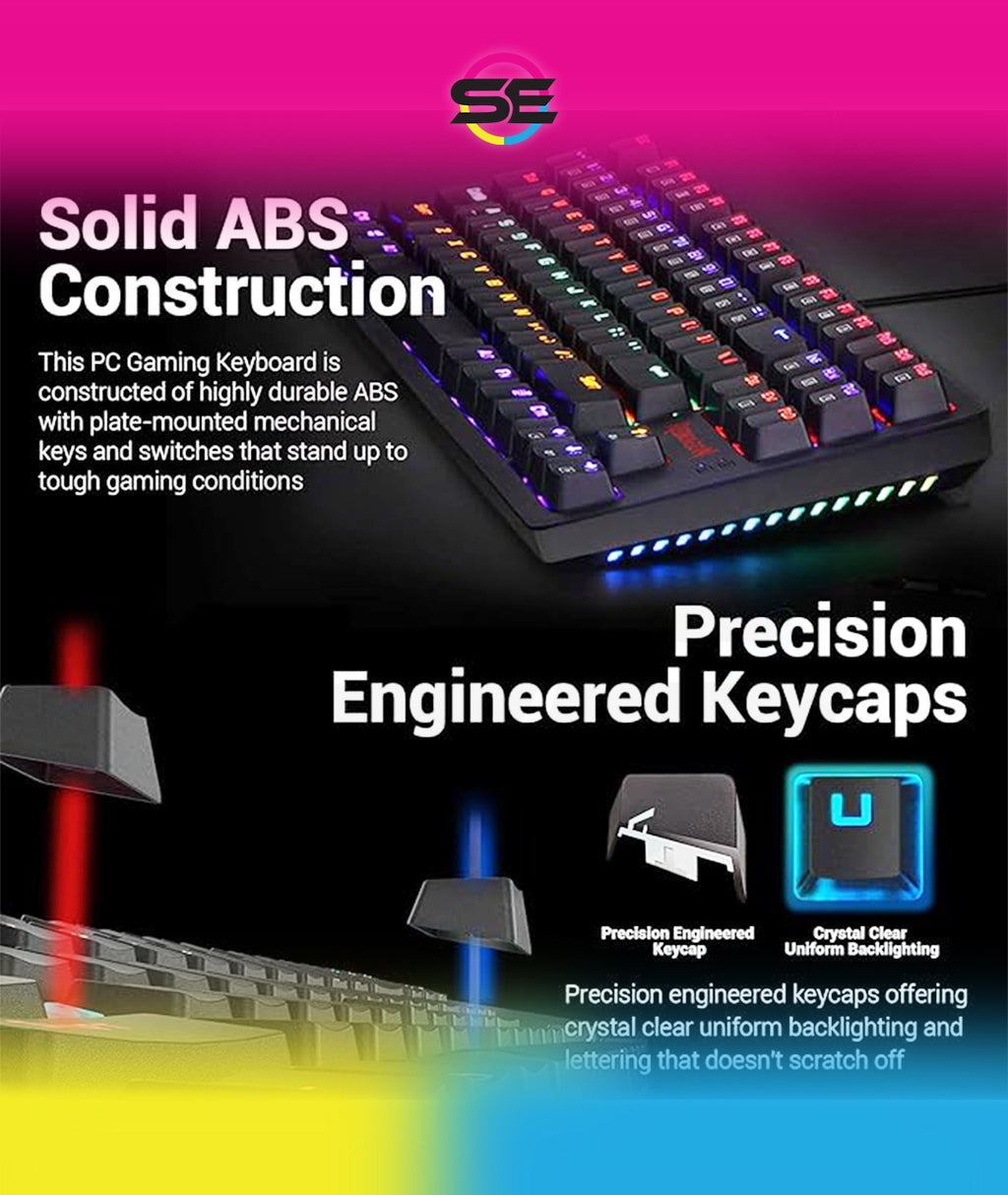 Redragon S113 RGB TKL Wired Mechanical Gaming Keyboard & Mouse Combo – 87 Keys, Outemu Brown Switch, ABS Plate-Mounted + 4200 DPI RGB Gaming Mouse, 16M Chroma – Black