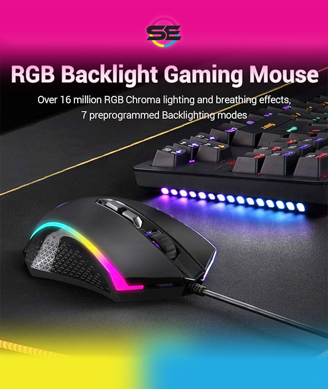 Redragon S113 RGB TKL Wired Mechanical Gaming Keyboard & Mouse Combo – 87 Keys, Outemu Brown Switch, ABS Plate-Mounted + 4200 DPI RGB Gaming Mouse, 16M Chroma – Black
