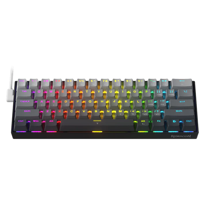 Redragon K617 Rapid Trigger RGB Magnetic Gaming Keyboard – 61 Keys 60% Layout, Hall Effect Magnetic Switch, 8000Hz Polling Rate, Adjustable Actuation 0.1–4.0mm – Misty Grey