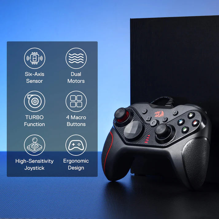 Redragon G710 RIFT Wired Gaming Controller – Dual Vibration, Rapid Trigger, 4 Programmable Macro Keys, Adjustable Joystick Heights – PC, Android & Nintendo Switch