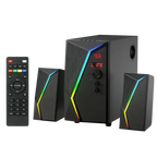 Redragon GS520 PRO Anvil 2.1 Channel RGB Gaming Speaker – 45W Hi-Fi, Bluetooth 5.0, AUX, SD Card, USB Audio, Remote Control, Bass/Treble Control, 6 RGB Modes – Black