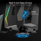 Redragon GS520 PRO Anvil 2.1 Channel RGB Gaming Speaker – 45W Hi-Fi, Bluetooth 5.0, AUX, SD Card, USB Audio, Remote Control, Bass/Treble Control, 6 RGB Modes – Black