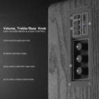 Redragon GS813 Wireless Desktop Bookshelf Speakers – 2.0 Channel, 20W DC, 3.5" Bass Drivers, BT5.0/AUX/SD Card/USB, Volume & Treble/Bass Knob, Media Control – Black Wood