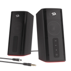 Redragon GS814 Stereo Desktop Speakers – 2.0 Channel, 20W DC, 4 Sound Units (2.5" + 3.1" Drivers), BT5.0/AUX, Touch Control, 4 RGB Base Modes – Black