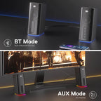 Redragon GS814 Stereo Desktop Speakers – 2.0 Channel, 20W DC, 4 Sound Units (2.5" + 3.1" Drivers), BT5.0/AUX, Touch Control, 4 RGB Base Modes – Black