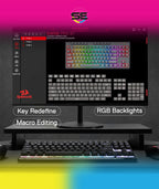 Redragon K516 PRO Shiva TKL RGB 3-Mode Wireless Membrane Gaming Keyboard – 87 Keys, 80% TKL Layout