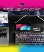 Redragon K516 PRO Shiva TKL RGB 3-Mode Wireless Membrane Gaming Keyboard – 87 Keys, 80% TKL Layout