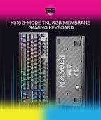 Redragon K516 PRO Shiva TKL RGB 3-Mode Wireless Membrane Gaming Keyboard – 87 Keys, 80% TKL Layout