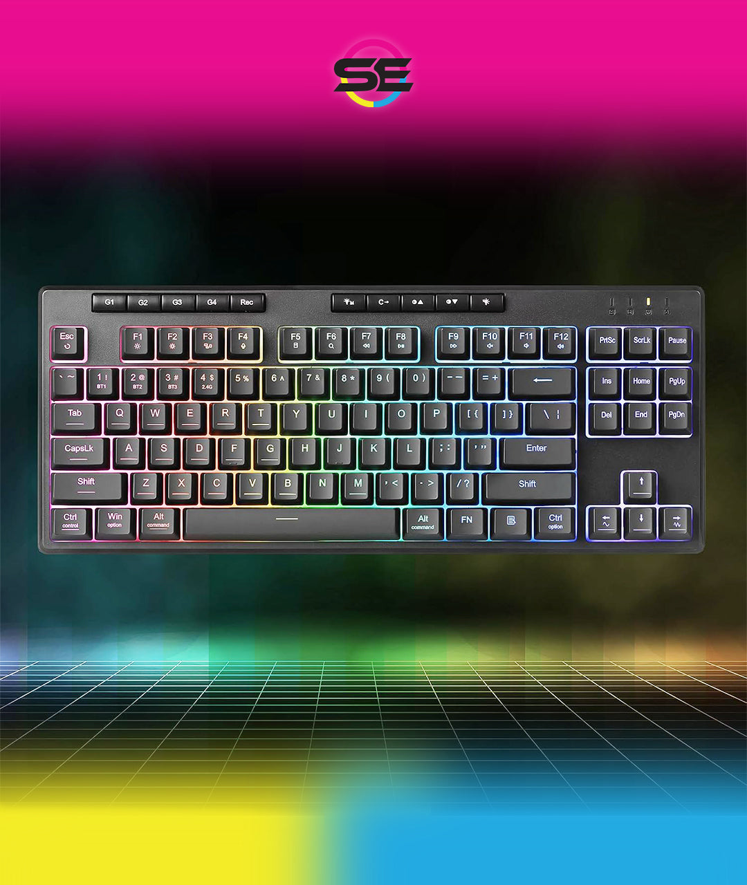 Redragon K516 PRO Shiva TKL RGB 3-Mode Wireless Membrane Gaming Keyboard – 87 Keys, 80% TKL Layout