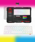 Redragon K530 Pro Draconic 60% RGB 3-Mode Wireless Mechanical Gaming Keyboard – 61 Keys, Hot-Swappable, Blue Switch – White
