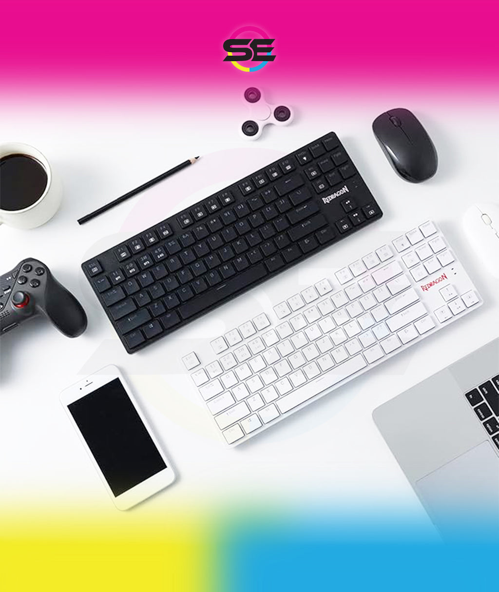 Redragon K539 Anubis 80% RGB 3-Mode Wireless Mechanical Gaming Keyboard – Low Profile TKL, Brown Switch – White