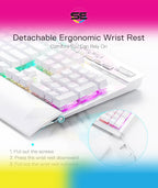 Redragon K550 YAMA RGB Wired Mechanical Gaming Keyboard – Full Size, Brown Switch, 12 Macro Keys, Volume Wheel, USB Pass-through, Detachable Wrist Rest – White