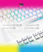 Redragon K550 YAMA RGB Wired Mechanical Gaming Keyboard – Full Size, Brown Switch, 12 Macro Keys, Volume Wheel, USB Pass-through, Detachable Wrist Rest – White
