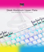 Redragon K550 YAMA RGB Wired Mechanical Gaming Keyboard – Full Size, Brown Switch, 12 Macro Keys, Volume Wheel, USB Pass-through, Detachable Wrist Rest – White