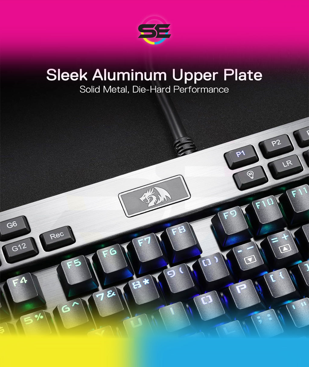 Redragon K550 YAMA RGB Wired Mechanical Gaming Keyboard – Full Size, Purple Switch, 12 Macro Keys, Volume Wheel, USB Pass-through, Detachable Wrist Rest – Black