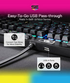Redragon K550 YAMA RGB Wired Mechanical Gaming Keyboard – Full Size, Purple Switch, 12 Macro Keys, Volume Wheel, USB Pass-through, Detachable Wrist Rest – Black