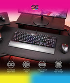 Redragon K550 YAMA RGB Wired Mechanical Gaming Keyboard – Full Size, Purple Switch, 12 Macro Keys, Volume Wheel, USB Pass-through, Detachable Wrist Rest – Black