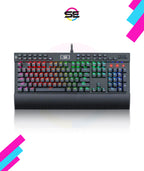 Redragon K550 YAMA RGB Wired Mechanical Gaming Keyboard – Full Size, Purple Switch, 12 Macro Keys, Volume Wheel, USB Pass-through, Detachable Wrist Rest – Black