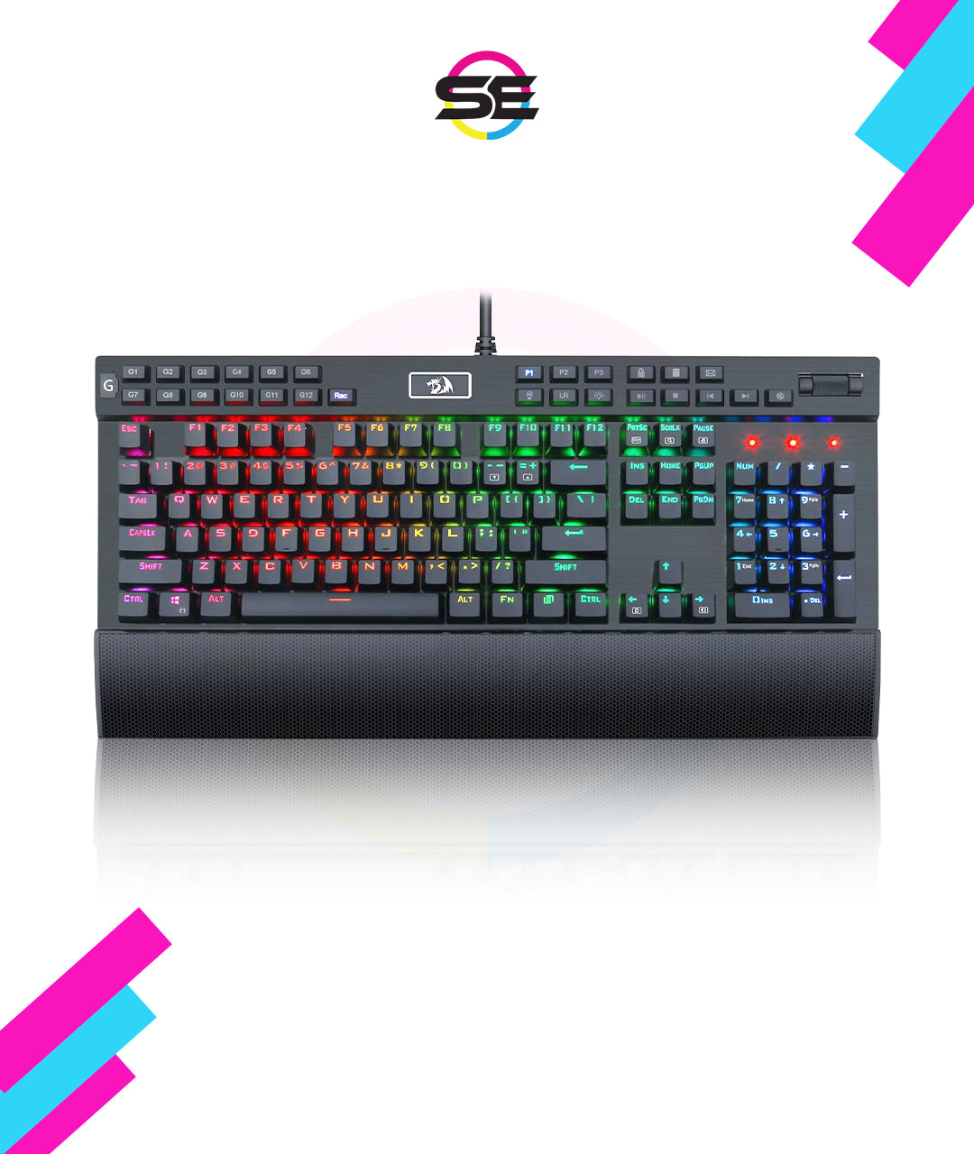 Redragon K550 YAMA RGB Wired Mechanical Gaming Keyboard – Full Size, Purple Switch, 12 Macro Keys, Volume Wheel, USB Pass-through, Detachable Wrist Rest – Black
