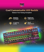 Redragon K552-KR KUMARA RGB Wired Mechanical Gaming Keyboard – 87 Keys TKL, Red Switch, Rainbow LED – Black
