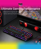 Redragon K552E KUMARA ELITE RGB TKL Wired Mechanical Gaming Keyboard – 87 Keys, Outemu Switch (Blue/Red/Brown/Black), Metal + ABS, Dust Proof – Black