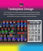 Redragon K552E KUMARA ELITE RGB TKL Wired Mechanical Gaming Keyboard – 87 Keys, Outemu Switch (Blue/Red/Brown/Black), Metal + ABS, Dust Proof – Black