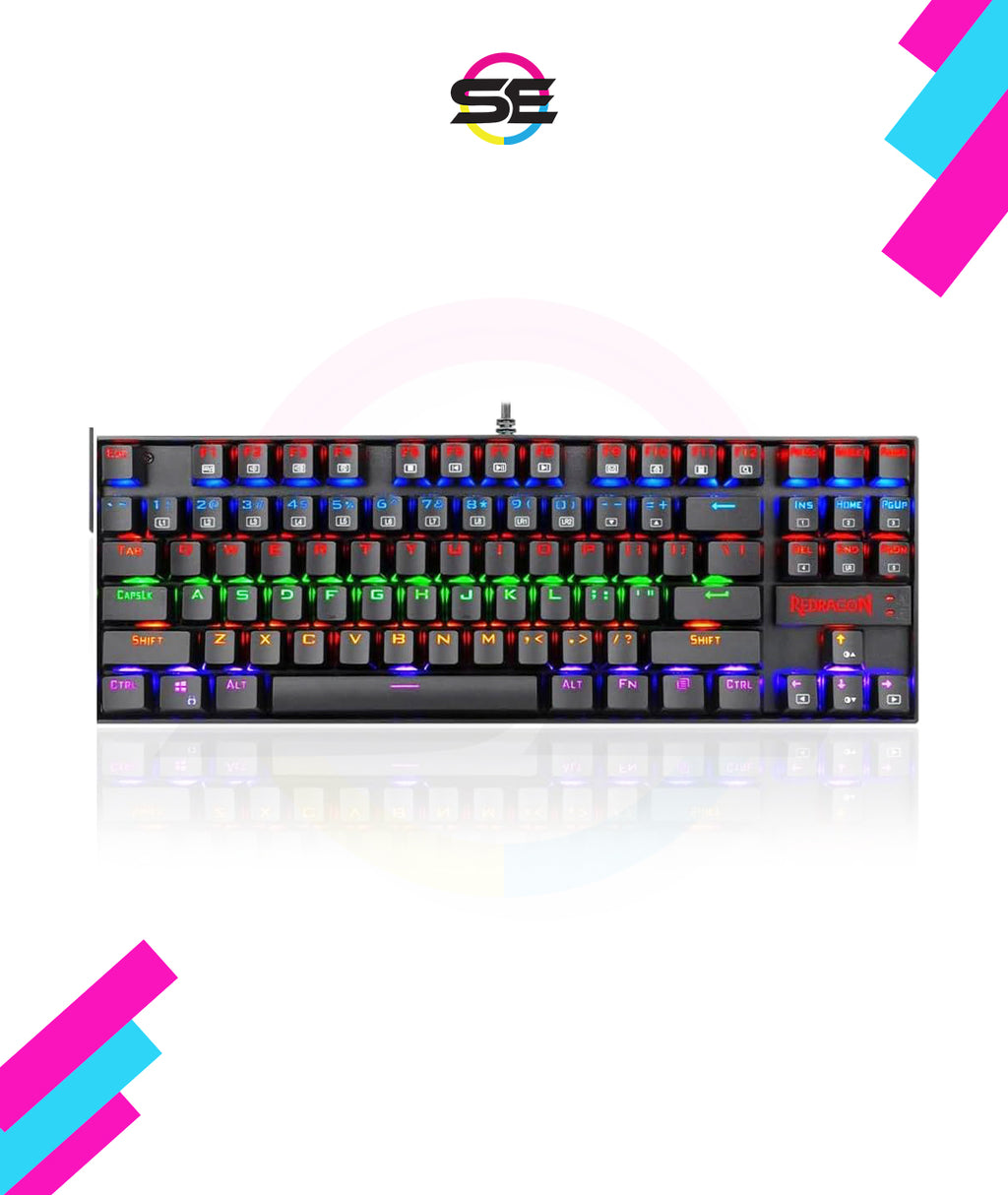 Redragon K552E KUMARA ELITE RGB TKL Wired Mechanical Gaming Keyboard – 87 Keys, Outemu Switch (Blue/Red/Brown/Black), Metal + ABS, Dust Proof – Black