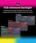 Redragon K555-R INDRAH RGB Wired Mechanical Gaming Keyboard – 104 Keys Full Size, Blue Switch, Macro Keys, Wrist Rest, Spill-Resistant – Black