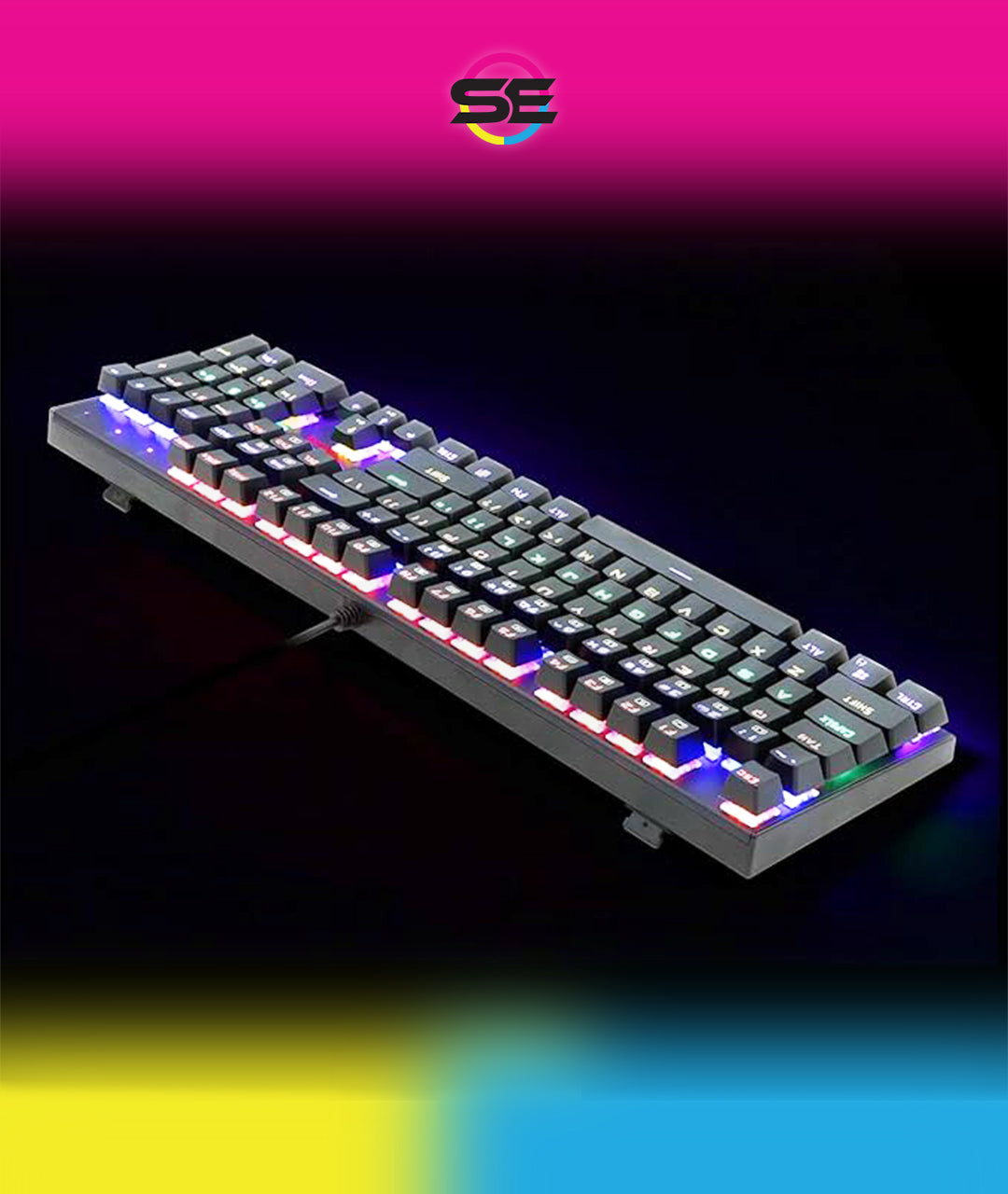 Redragon K565R RUDRA RGB Wired Mechanical Gaming Keyboard – 104 Keys Full Size, Rainbow LED – Black