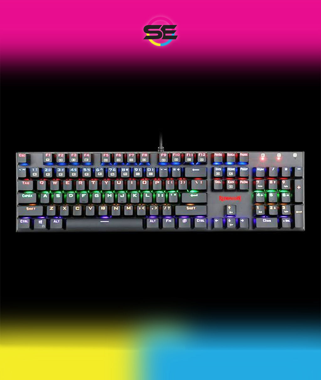 Redragon K565R RUDRA RGB Wired Mechanical Gaming Keyboard – 104 Keys Full Size, Rainbow LED – Black