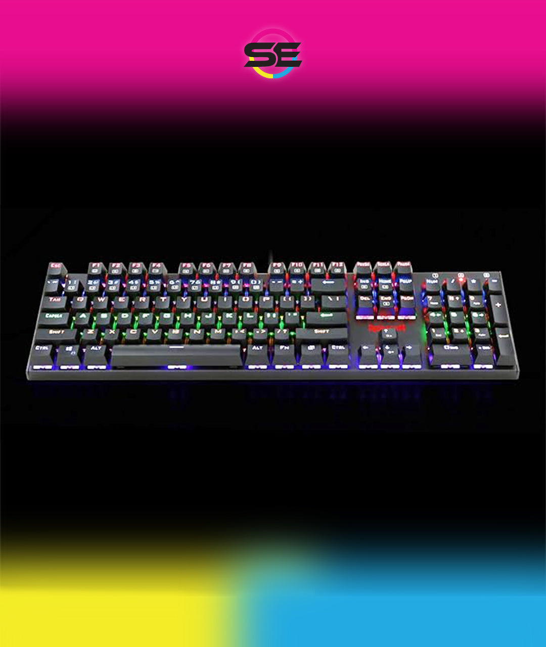Redragon K565R RUDRA RGB Wired Mechanical Gaming Keyboard – 104 Keys Full Size, Rainbow LED – Black